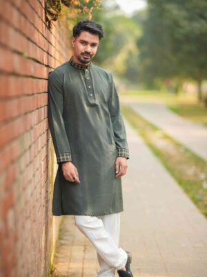 Premium Panjabi Vangchur-Olive