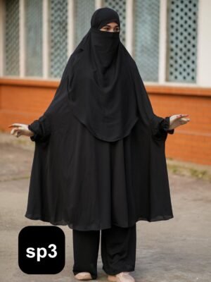 Dubai Cherry Plazo Khimar Set - SP3