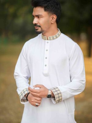 Premium Panjabi Vangchur -White