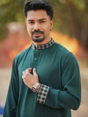 Premium Panjabi Vangchur - Sea Green